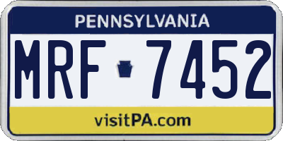 PA license plate MRF7452
