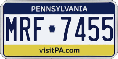 PA license plate MRF7455