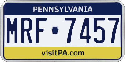 PA license plate MRF7457
