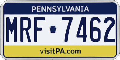 PA license plate MRF7462