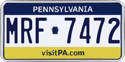 PA license plate MRF7472