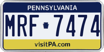 PA license plate MRF7474