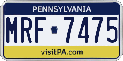 PA license plate MRF7475