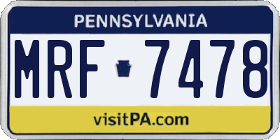 PA license plate MRF7478
