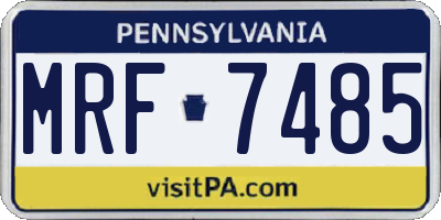PA license plate MRF7485