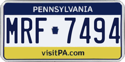PA license plate MRF7494