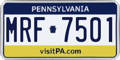 PA license plate MRF7501