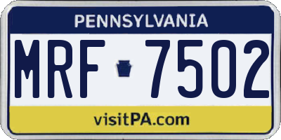 PA license plate MRF7502