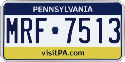 PA license plate MRF7513
