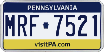 PA license plate MRF7521