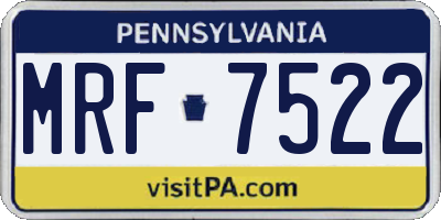 PA license plate MRF7522
