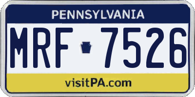PA license plate MRF7526
