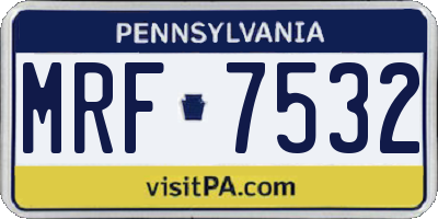 PA license plate MRF7532
