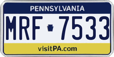 PA license plate MRF7533