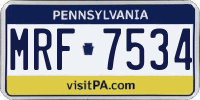 PA license plate MRF7534
