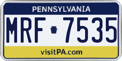 PA license plate MRF7535