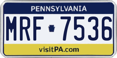 PA license plate MRF7536