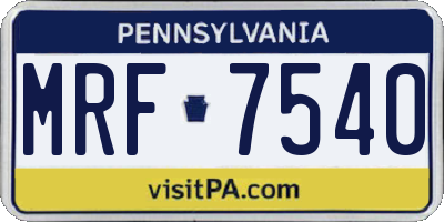 PA license plate MRF7540