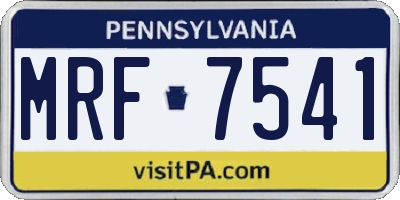 PA license plate MRF7541