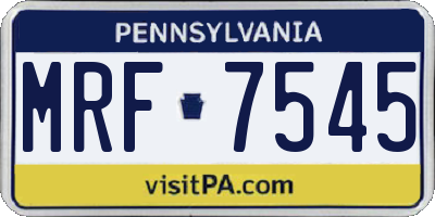 PA license plate MRF7545