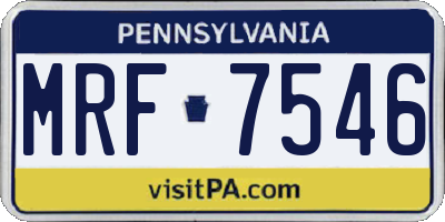 PA license plate MRF7546