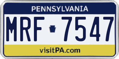 PA license plate MRF7547