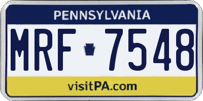 PA license plate MRF7548