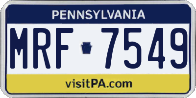 PA license plate MRF7549