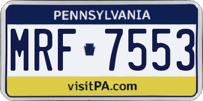 PA license plate MRF7553