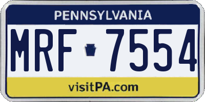 PA license plate MRF7554