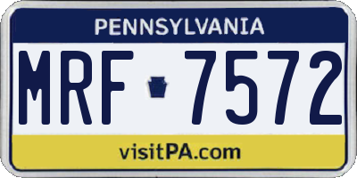 PA license plate MRF7572