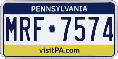 PA license plate MRF7574