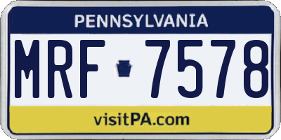 PA license plate MRF7578