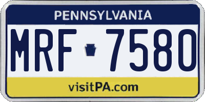 PA license plate MRF7580