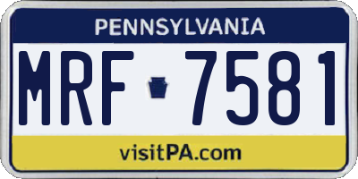 PA license plate MRF7581