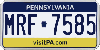 PA license plate MRF7585