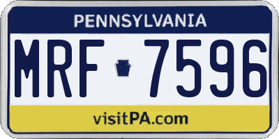 PA license plate MRF7596