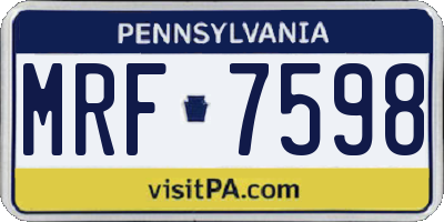 PA license plate MRF7598