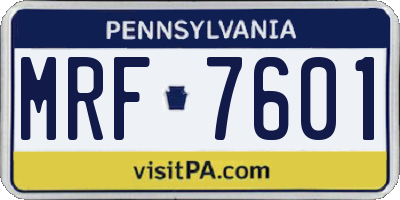PA license plate MRF7601