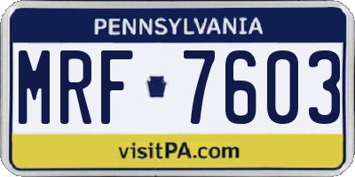 PA license plate MRF7603