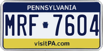 PA license plate MRF7604