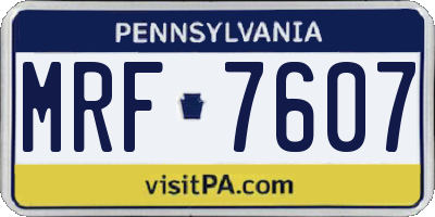 PA license plate MRF7607