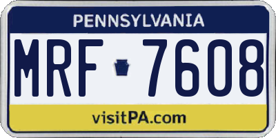 PA license plate MRF7608