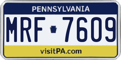PA license plate MRF7609