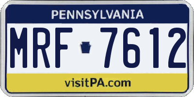 PA license plate MRF7612