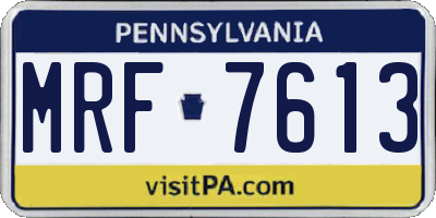 PA license plate MRF7613
