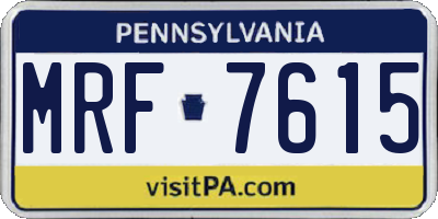 PA license plate MRF7615