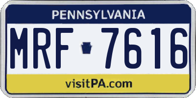 PA license plate MRF7616