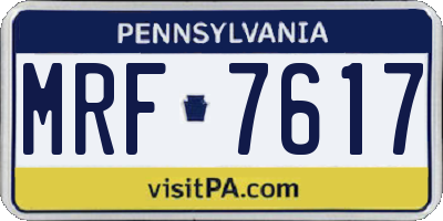 PA license plate MRF7617
