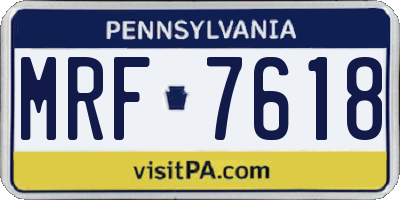 PA license plate MRF7618